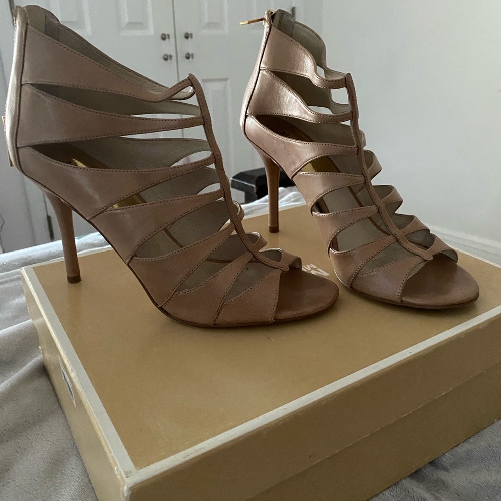 Michael Michael Kors Mavis open toe heels in khaki